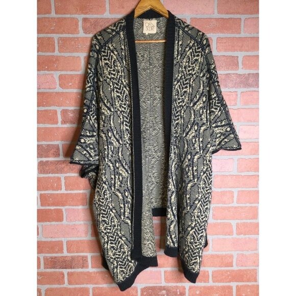 Chaser Womens Open Front Oversized Knit Cardigan Sweater Snake Print Size XS - Picture 1 of 10